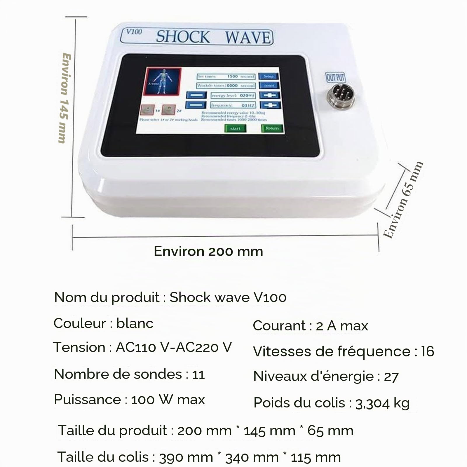 PixCy Appareil De Thérapie par Ondes Choc pour La Fasciite Plantaire, Appareil Thérapie par Ondes Choc Extracorporelles à 11 Têtes,pour Dysfonction érectile Et Dysfonction érectile