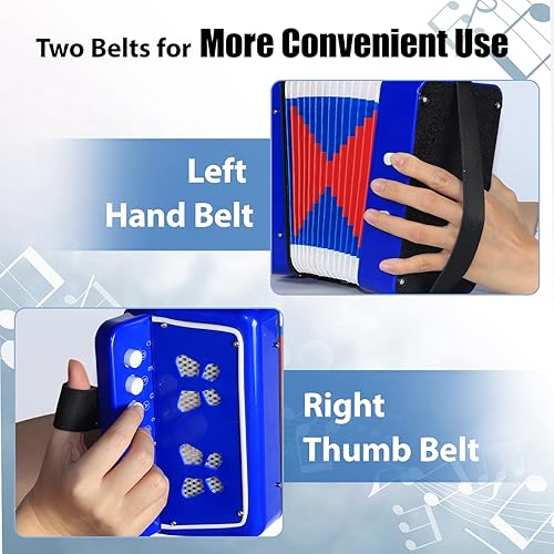 Miniatura 5 de AZEAM Acordeón para niños, acordeón de juguete para edades de 3, 5, 9, 7, 10, 12, niños pequeños, principiantes, instrumentos musicales, 10 teclas,