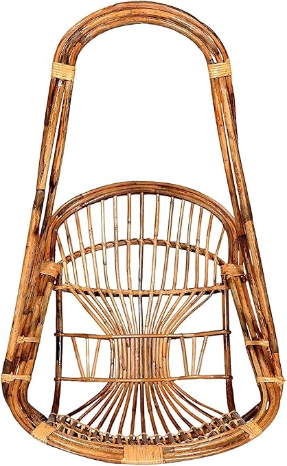 Avika Rattan Bamboo Cane Swing Chair with Cushion and Hanging Chain for Kids and Adults