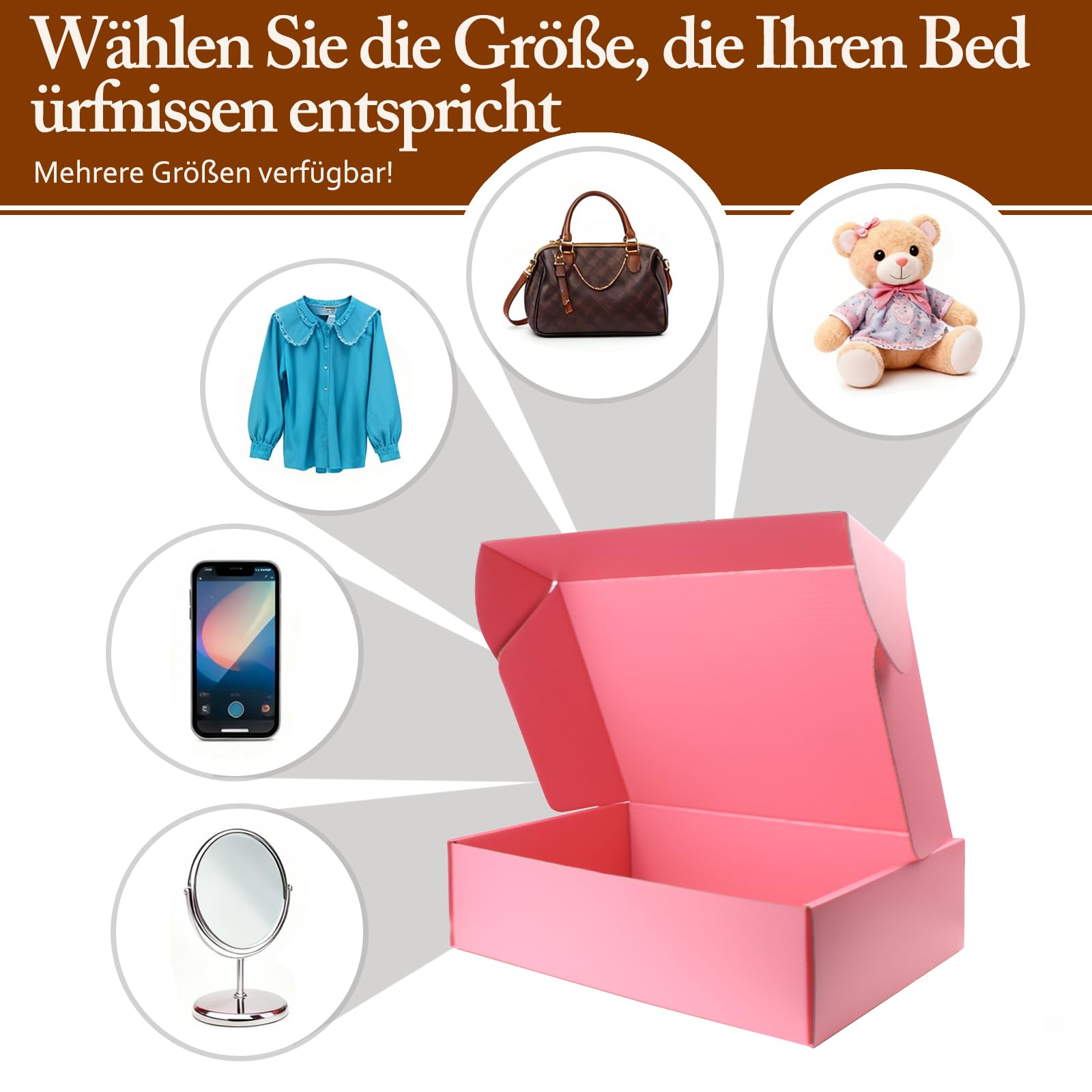 25 x 20 x 7 cm Rosa Klappdeckel-Versandbox – Recyclingkarton – innen & außen rosa – für Geschenke, Sets & Basteln – 25er-Pack