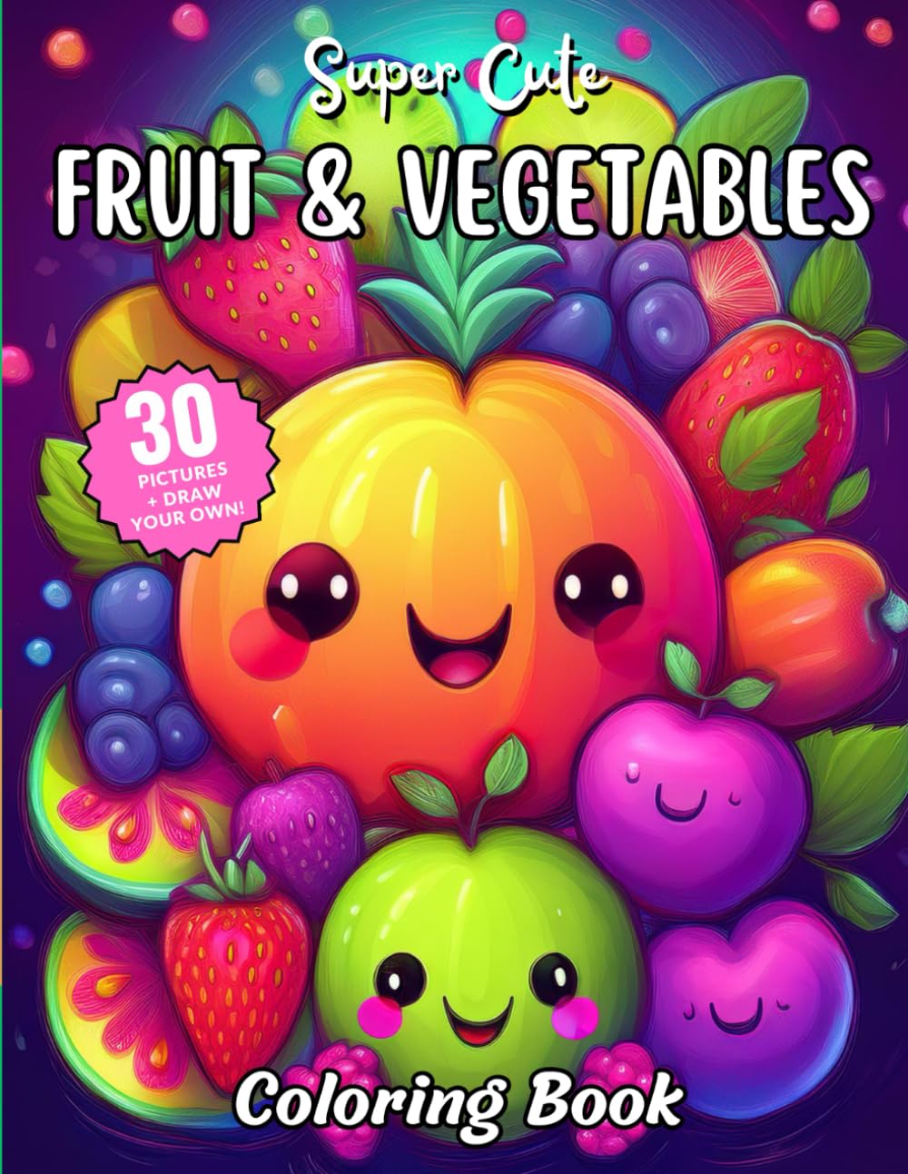 Super Cute Fruit & Vegetables Coloring Book: Fun Coloring Book For Kids (Super Cute Coloring Book Collection)