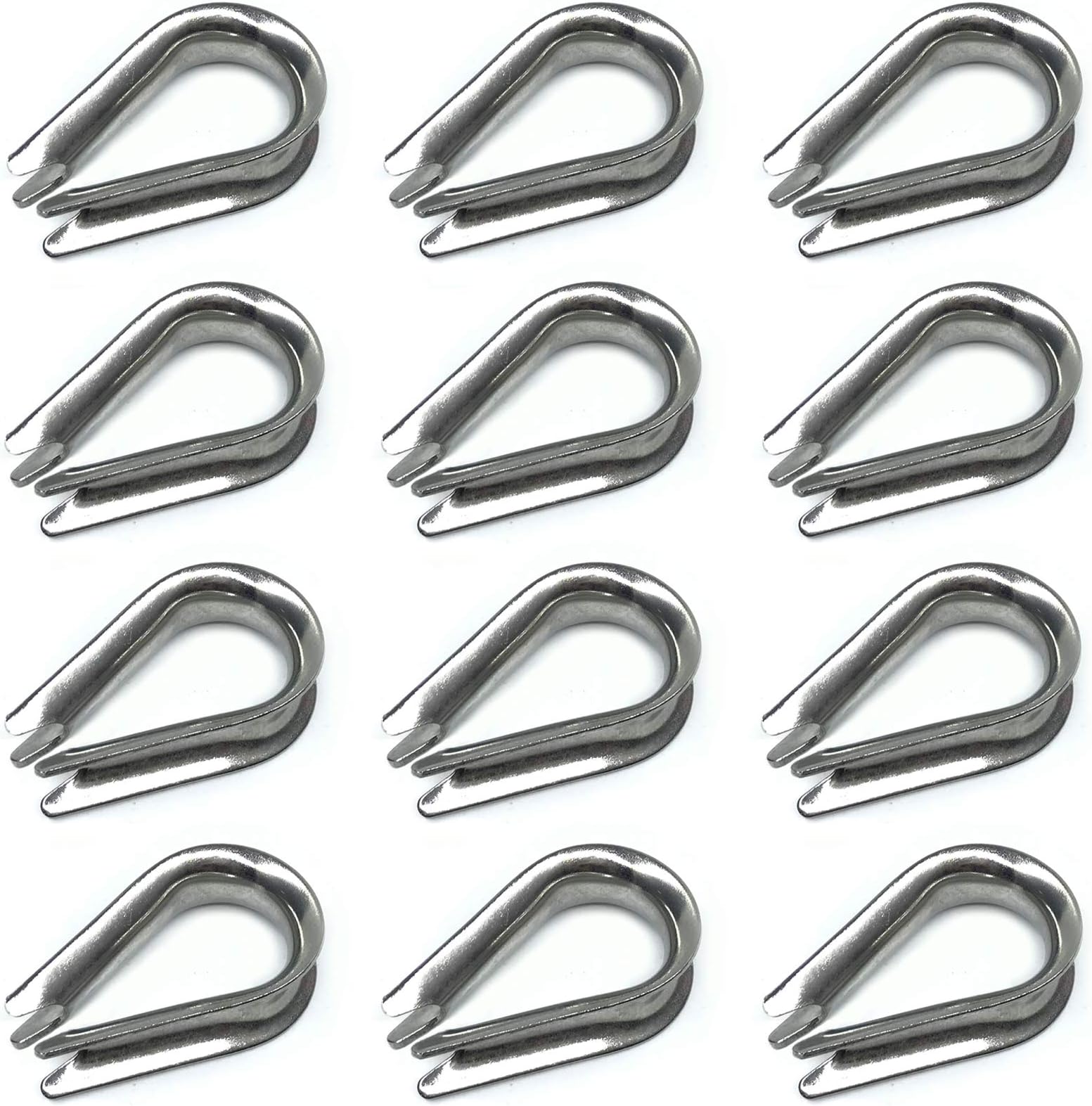 12PCS M10 Stainless Steel Thimbles for 3/8 Inches Diameter Wire Rope or Cable