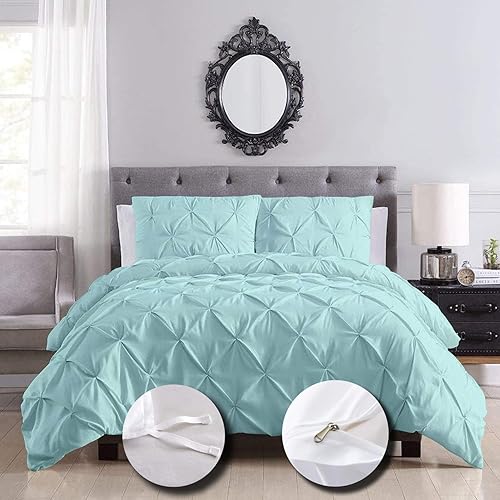 eBeddy Linens Juego de funda de edredón plisada de lujo, tamaño King XL, 116 x 98 pulgadas, algodón egipcio certificado de 800 hilos, suave y