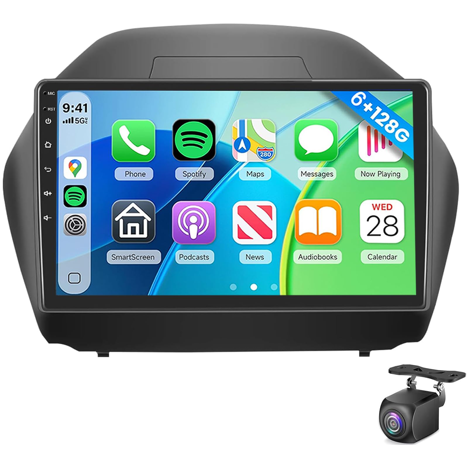 Radio Samochodowe Do Hyundai IX35 2011-2017 Jednostka Centralna Android 15 10-calowy Ekran Dotykowy Stereo Samochodowe Z CarPlay Android Auto GPS Nawigacją Satelitarną WiFi Bluetoot(Color:4G 8G+128G)