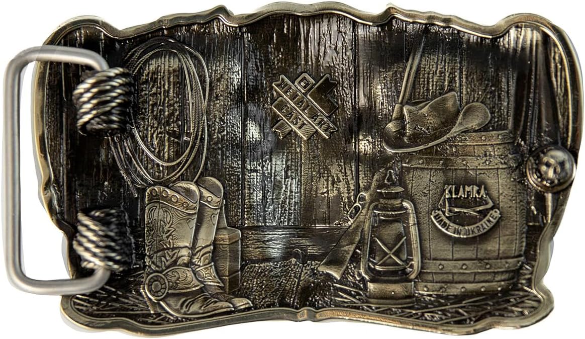 Cowboys Trophy Belt Buckle – Solid German Silver Buffalo Longhorn Skull Design Accessory for Men and Women