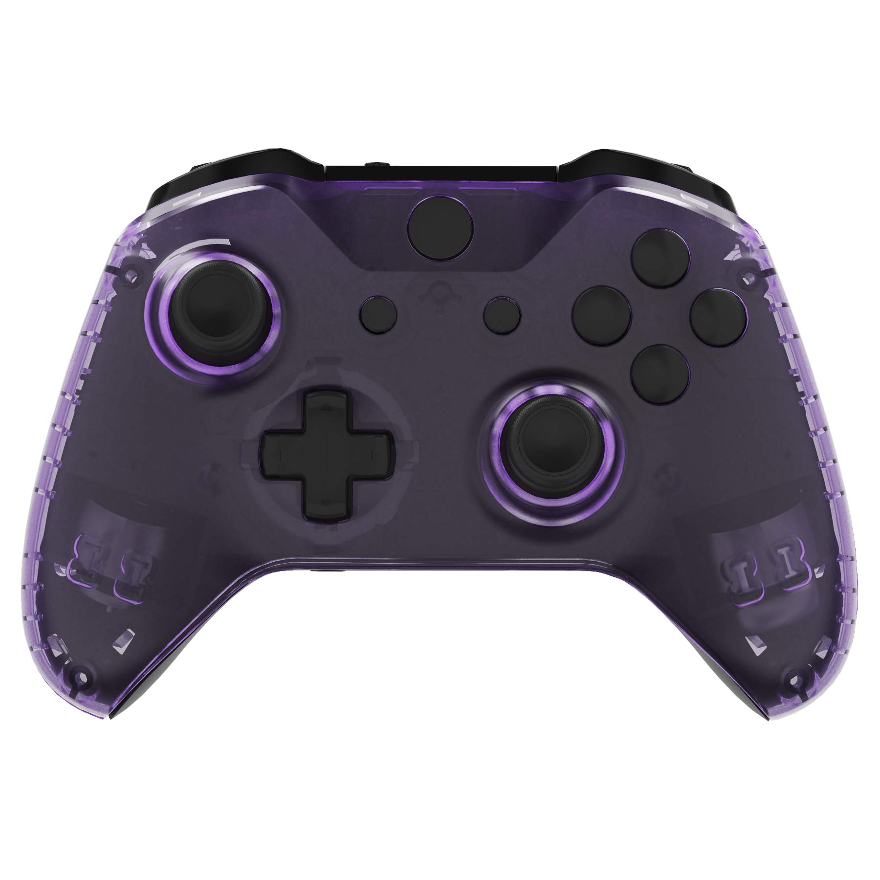 eXtremeRate Xbox One（モデル1708）対応用フロントハウジングシェルとサイドレールハンドル(クリア素材)、Xbox One X＆S対応用バックパネル交換フェイスプレートパーツ【クリアパープル】 - 4