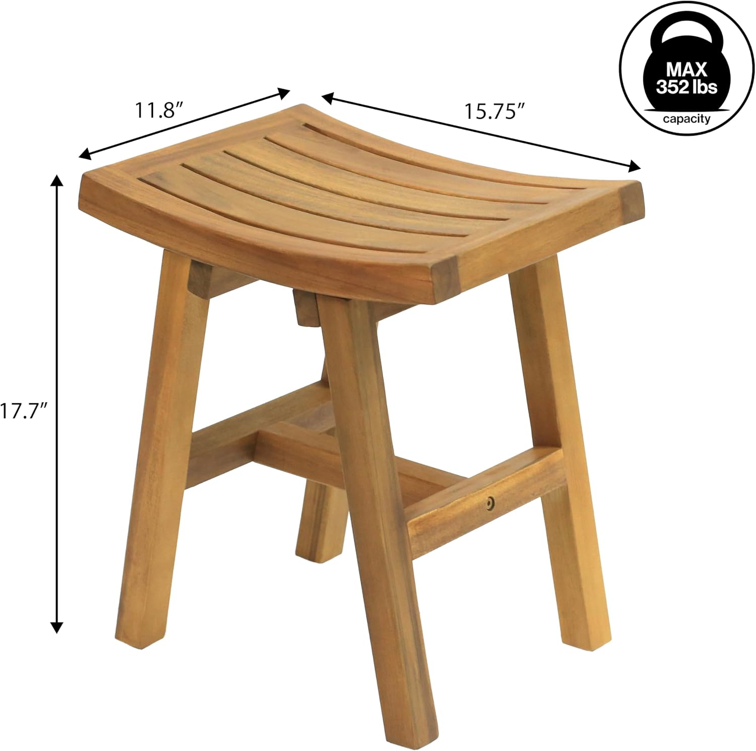 JONATHAN Y STL1002A Tamlyn 15.75" Traditional Classic Slatted Solid Acacia Wood Indoor/Outdoor Shower Stool, Natural
