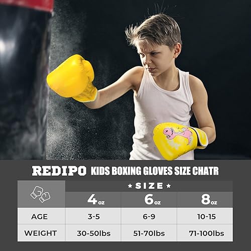Miniatura 4 de Redipo Kids Boxing Gloves for Boys and Girls, Youth Boxing Training Gloves for Kids 3-15, 4&6OZ Punching Bag Kickboxing Thai Mitts MMA Training