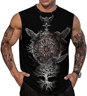 Men's Viking Shirt Sleeveless T Shirts Mens Tank Top Vacation Graphic Muscle Summer Tops