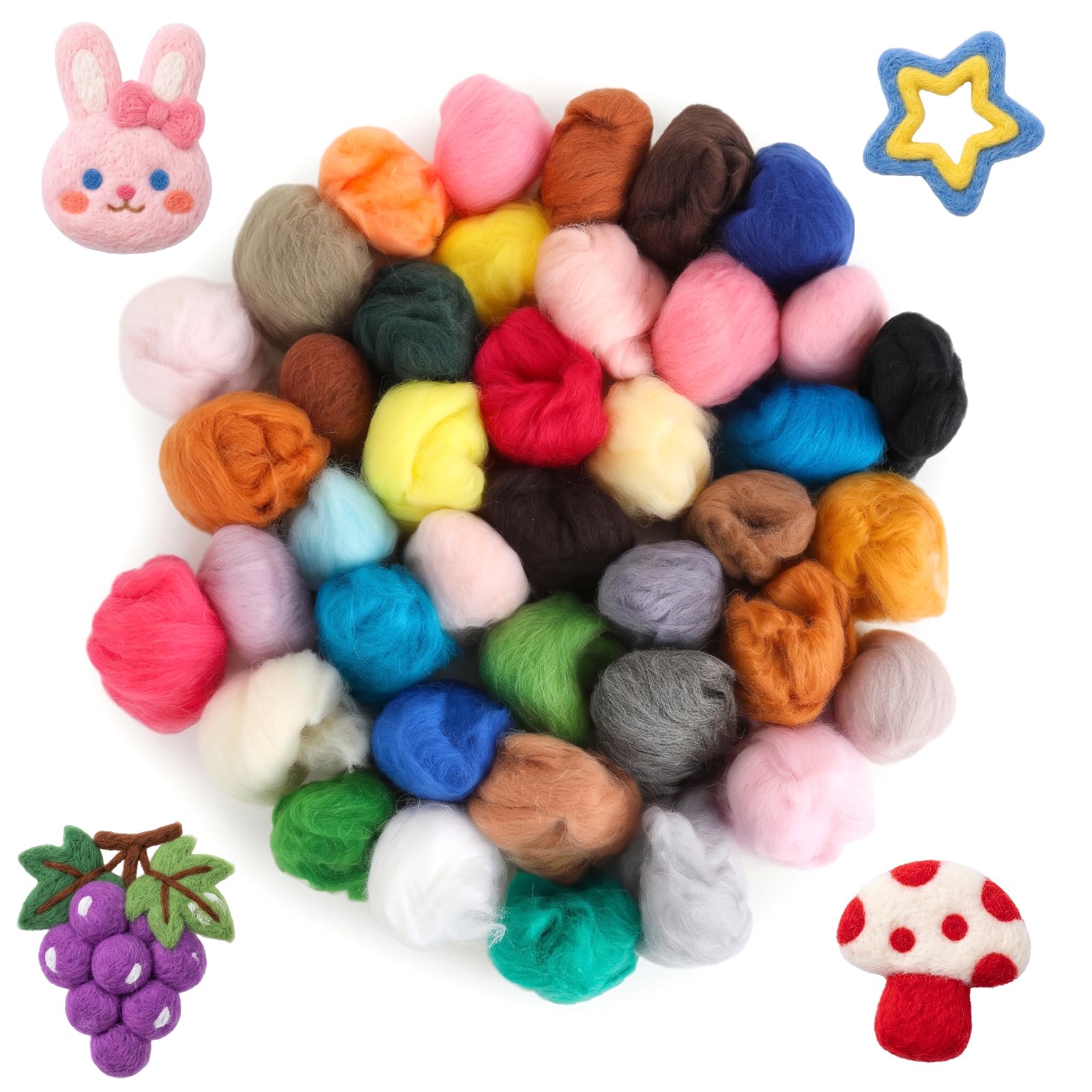 40 Colours Needle Felting Wool 120g Felting Wool Roving Beginner Wool Set