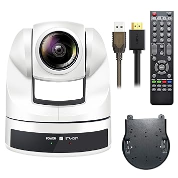 SHSTVAME 20x HDMI PTZ Camera USB Conference Room Camera 1080P Webcam for Broadcast,Events,Church and Education, Work with Zoom, Skype, vMix OBS(White)