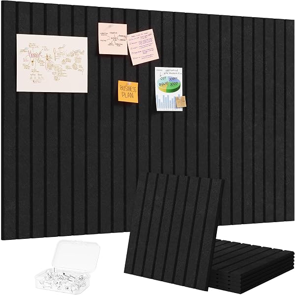 Lifewit Filcowa Tablica 90 x 60 cm Samoprzylepna, 6-Pack Alternatywa dla Tablica Korkowa, Vision Board Cork Board Memo z 30 Pinezkami do Biura, Kuchni i Pokoju Dziecięcego, Głęboka Czerń