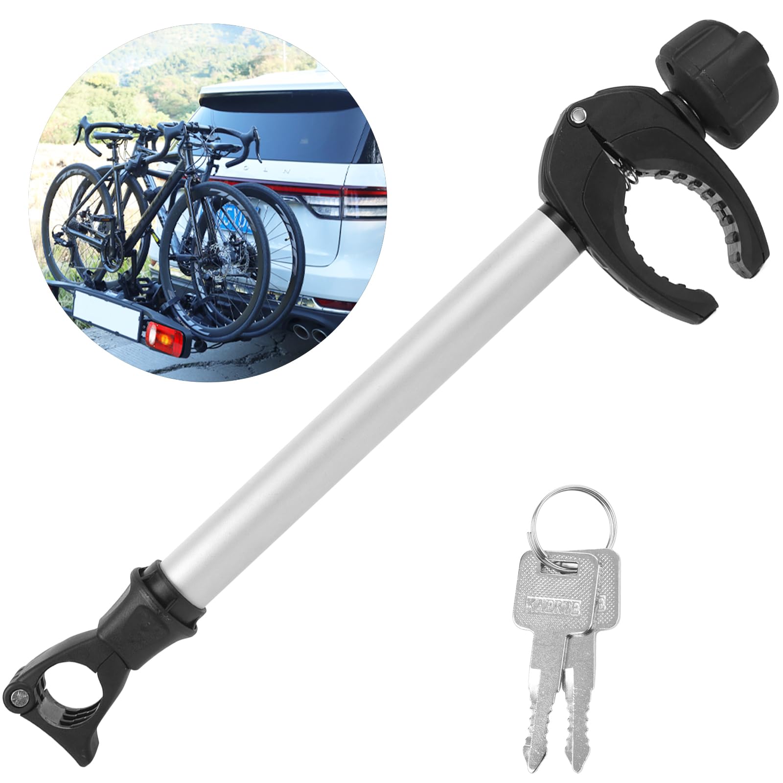 Warmfay Silber Rahmenhalter Lang 45 cm, Abschließbar Ahrradrahmenhalter, für U-Bügelrohr: Ø 2,5-3,0 cm, Universal Ersatzhalter Fahrradträger für Alle Gängigen Heckträger