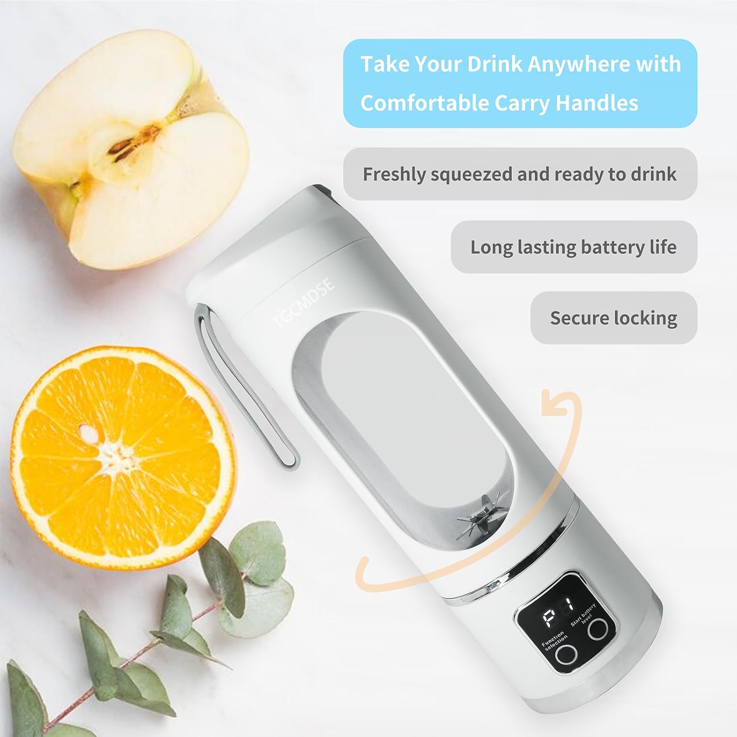 Personal Mini Blender with Three Adjustable Modes,12 Steel Blades,Electric Fruit Presses,Compact 450 ml Travel Blenders for Smoothies,for Picnics,Office Sports,Fresh Drinks Anytime(White)