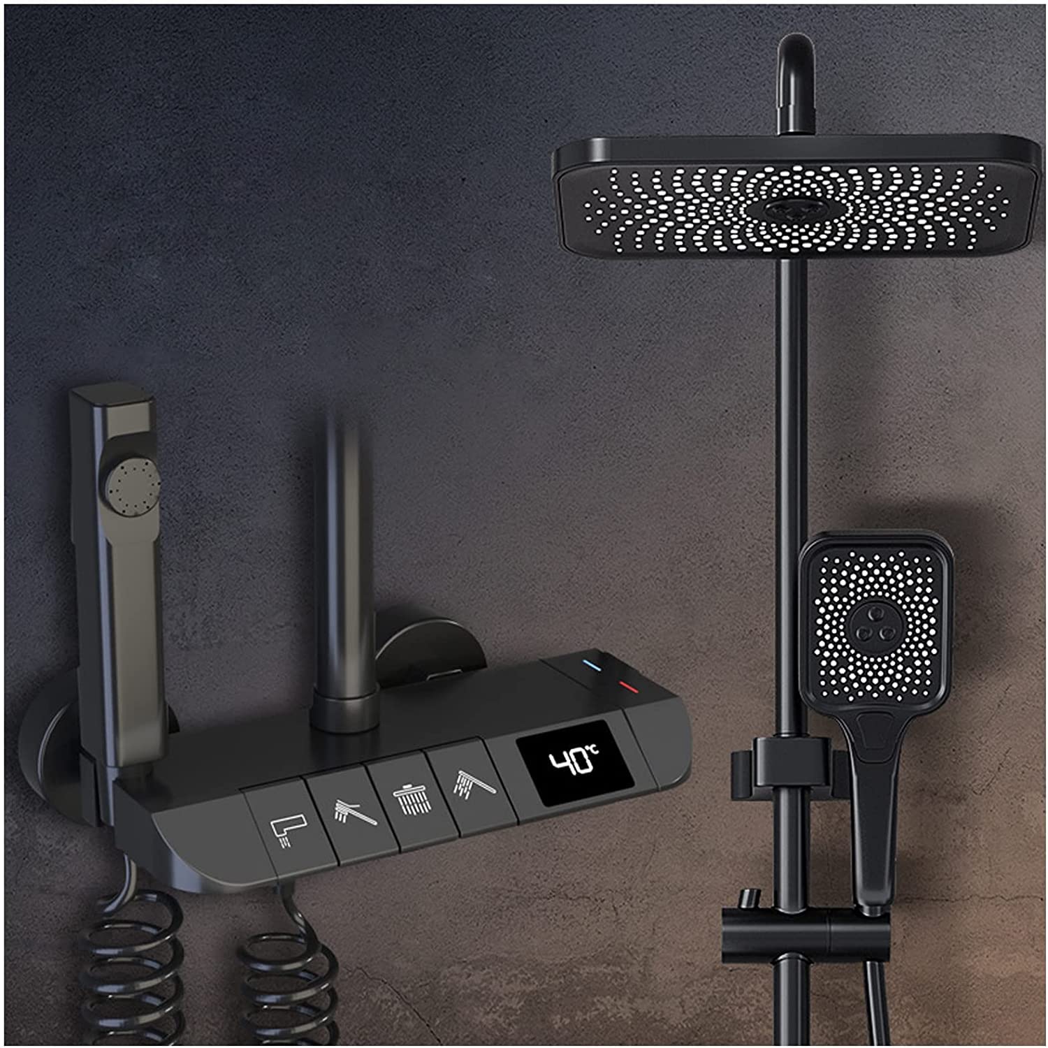 Système de douche thermostatique de luxe avec affichage et mitigeur pluie