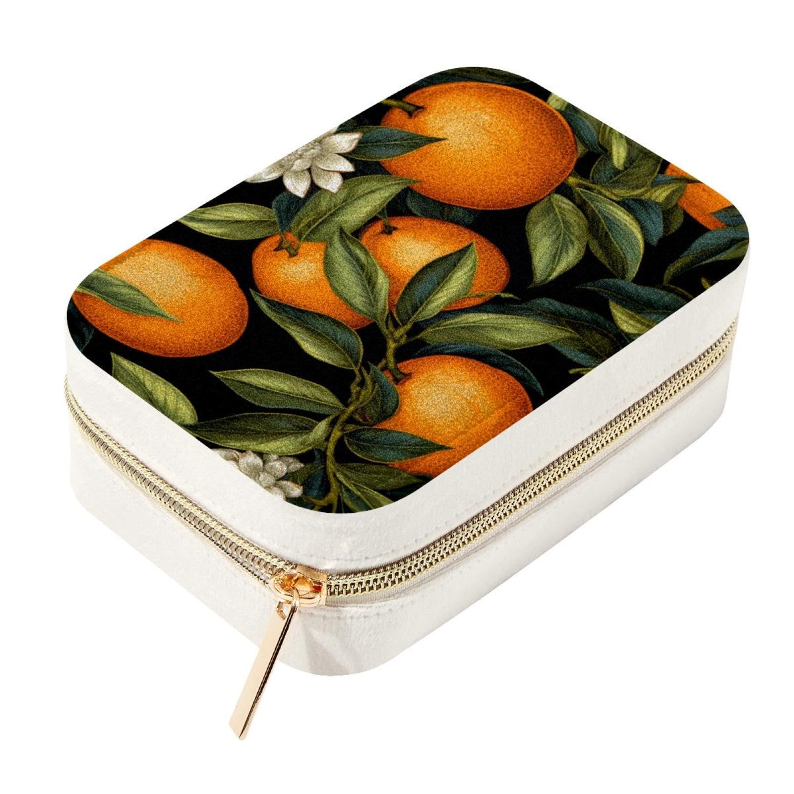 Joyero elegante con patrón naranja exclusivo y acabado interior de tacto suave
