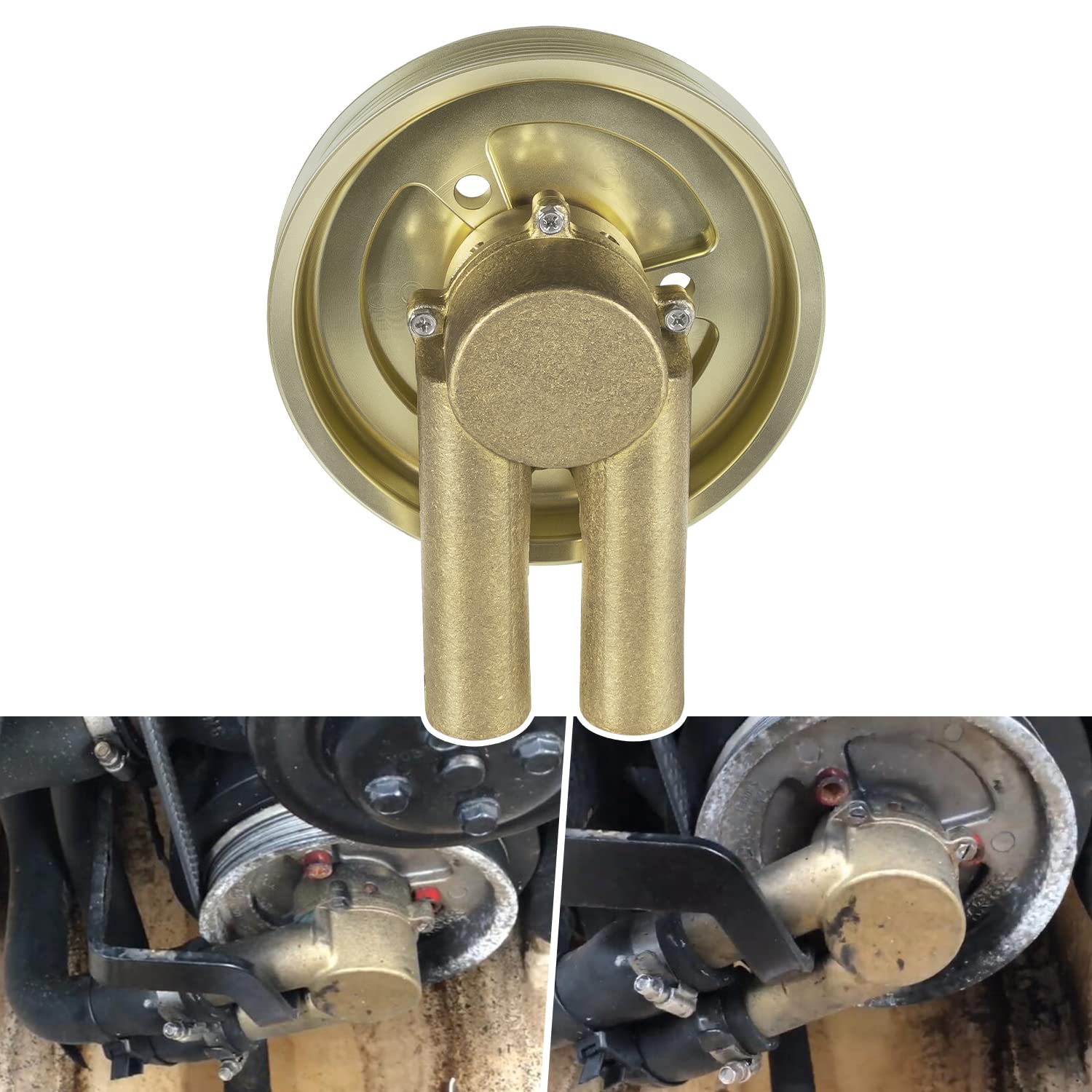 21214599 3862482 3812693 Crank Mounted Sea Water Pump Raw Sea Water Pump Fit for Volvo Penta V6 & V8 Engines 4.3 5.0 5.7 With Serpentine Belt Pulley Sea Impeller Raw Pump