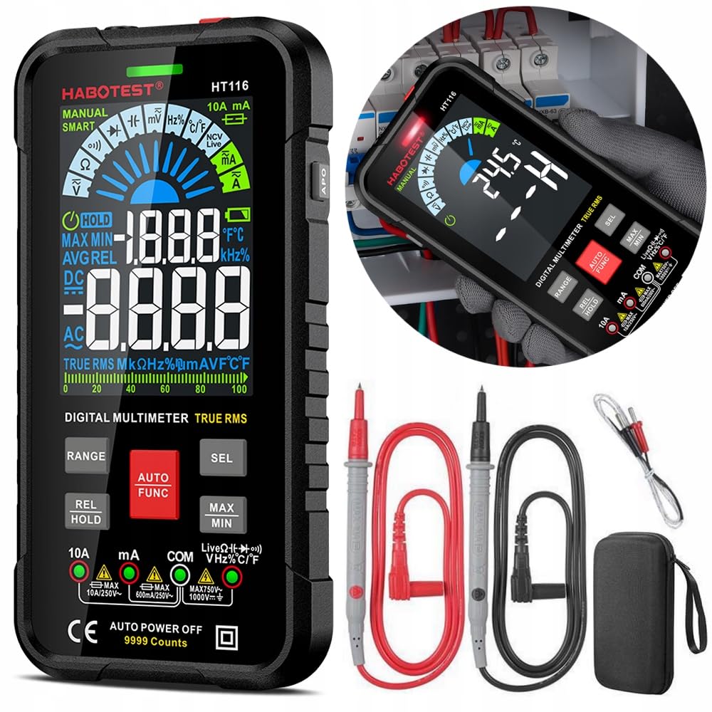Habotest Multimètre numérique universel True RMS, NCV HT116