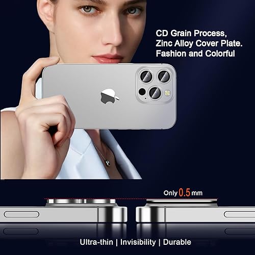 Miniatura 7 de QHOHQ Paquete de 3 protectores de lente de cámara para iPhone 15 Pro MaxiPhone 15 Pro, cubierta de cámara de una pieza de aleación de zinc, versión