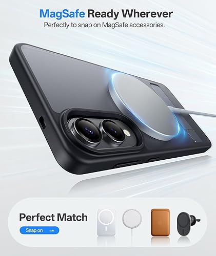 Miniatura 5 de Funda para Samsung Galaxy S25 Edge, compatible con MagSafe y soporte integrado, prueba de caídas de grado militar, mate, resistente, a prueba de