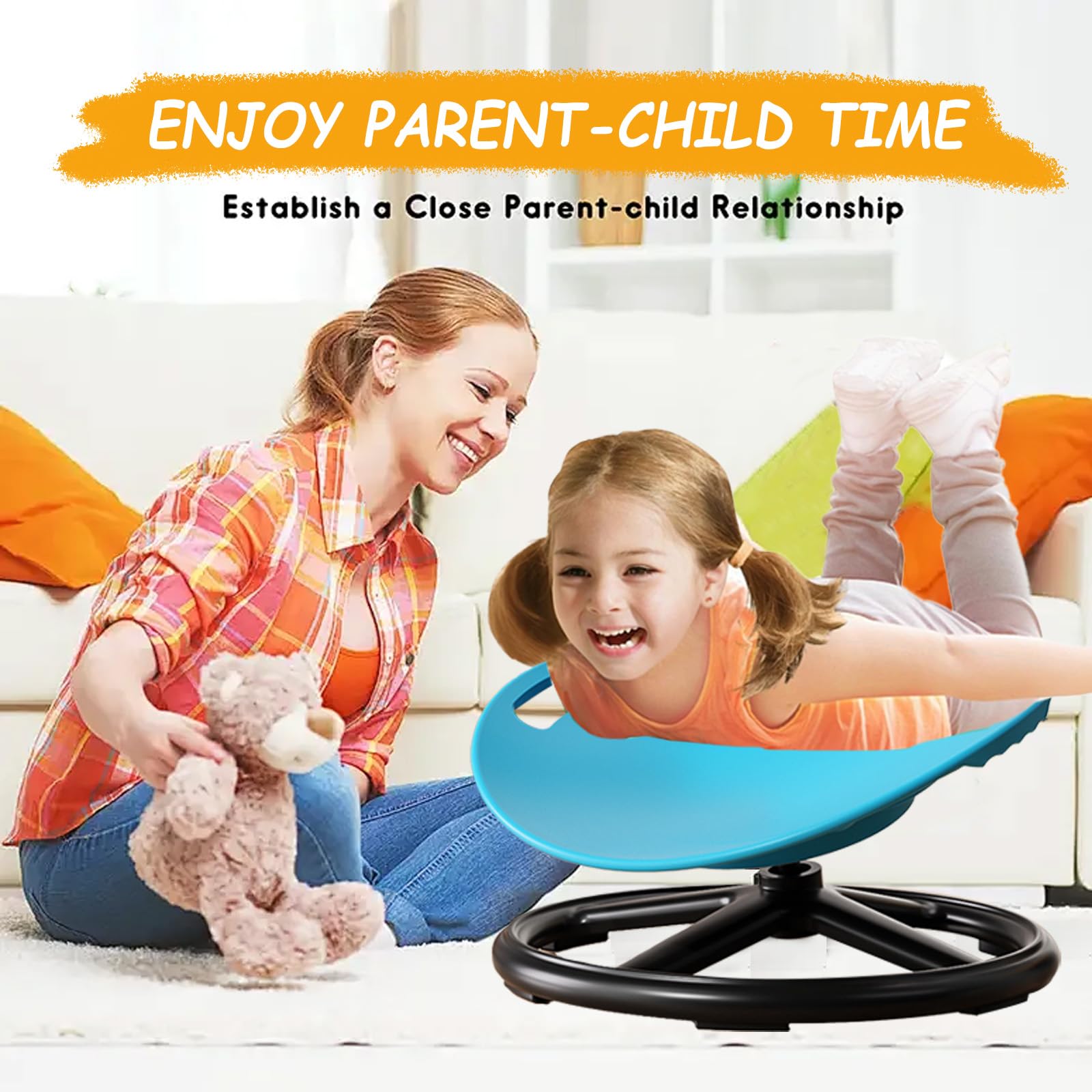 Silla giratoria sensorial para niños, silla de carrusel de 360°, juguete de equilibrio, taburete giratorio entrenado, silla giratoria silenciosa para niños, autismo para entrenamiento
