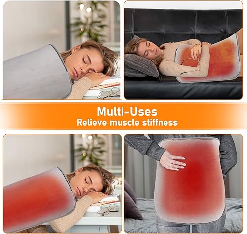 Miniatura 5 de Calentador eléctrico de pies y almohadilla térmica 2 en 1, calentador de pies de doble cara con 6 niveles de temperatura y 3 temporizadores,