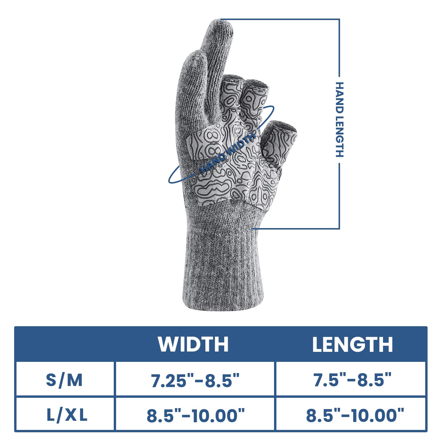 Palmyth Wool Fishing Gloves 3-Cut Fingers Warm for Men and Women Cold Weather Fingerless Gloves for Winter Fly Fishing