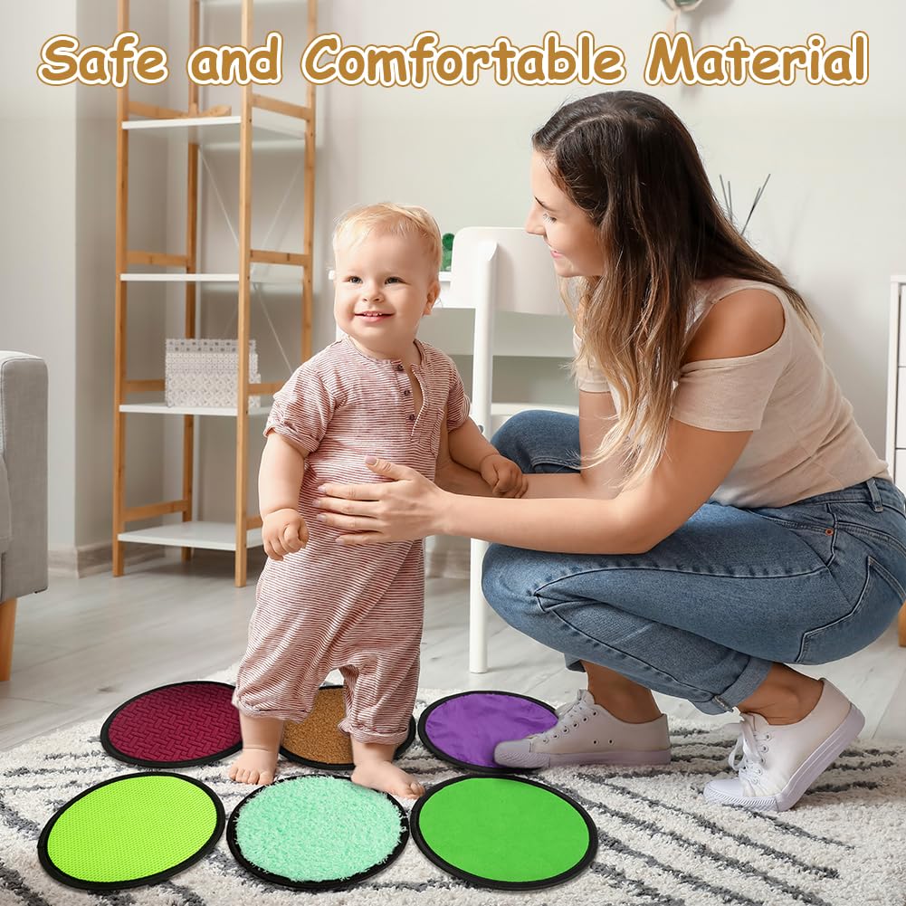 Vicloon 16PCS Sensorik Matten Kinder, Sinnesmatten für Autistische Kinder, Taktile Scheiben, Multisensorisches Textur Spielzeug, Set Fühlspiel als Montessori Sensorik Matten (Rund)