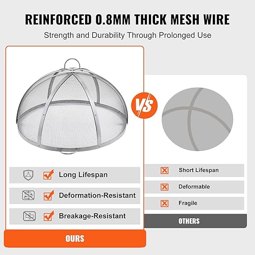 Miniatura 3 de VEVOR Tapa de pantalla de chispa para fogata, 30 pulgadas de diámetro, cubierta redonda para anillo de hoguera al aire libre, cubierta de metal para