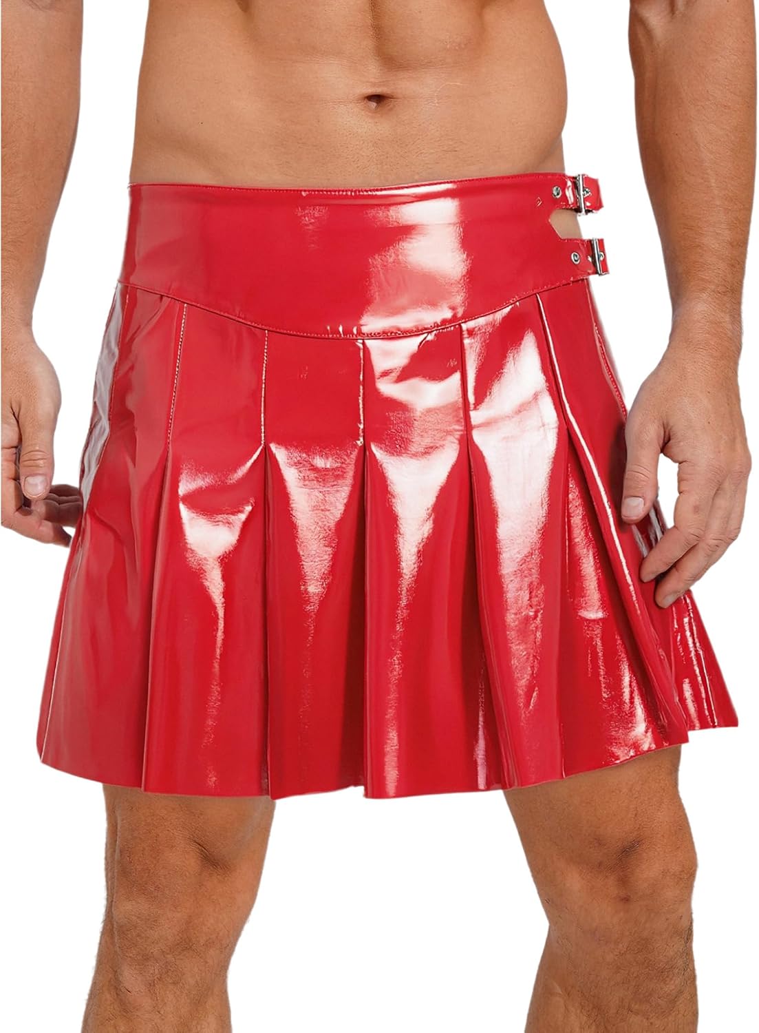 Lejafay Mens PU Leather Pleated Skirts Gladiator Cosplay Skirt Warrior Cosplay Halloween Costume Fancy Dress