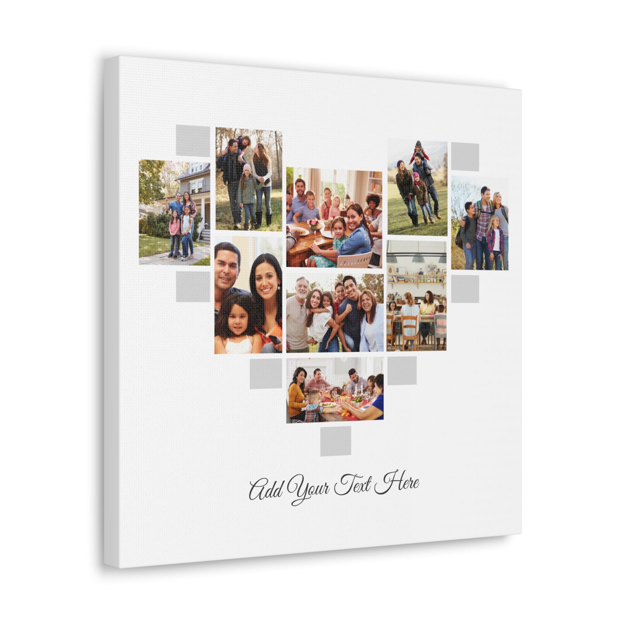 Personalised Heart Canvas Photo Collage – 9-Image Heart Design with Custom Text – Choose Your Colour, Font Style & Text Colour – Photo Canvas Personalised Wall Art | L2BP