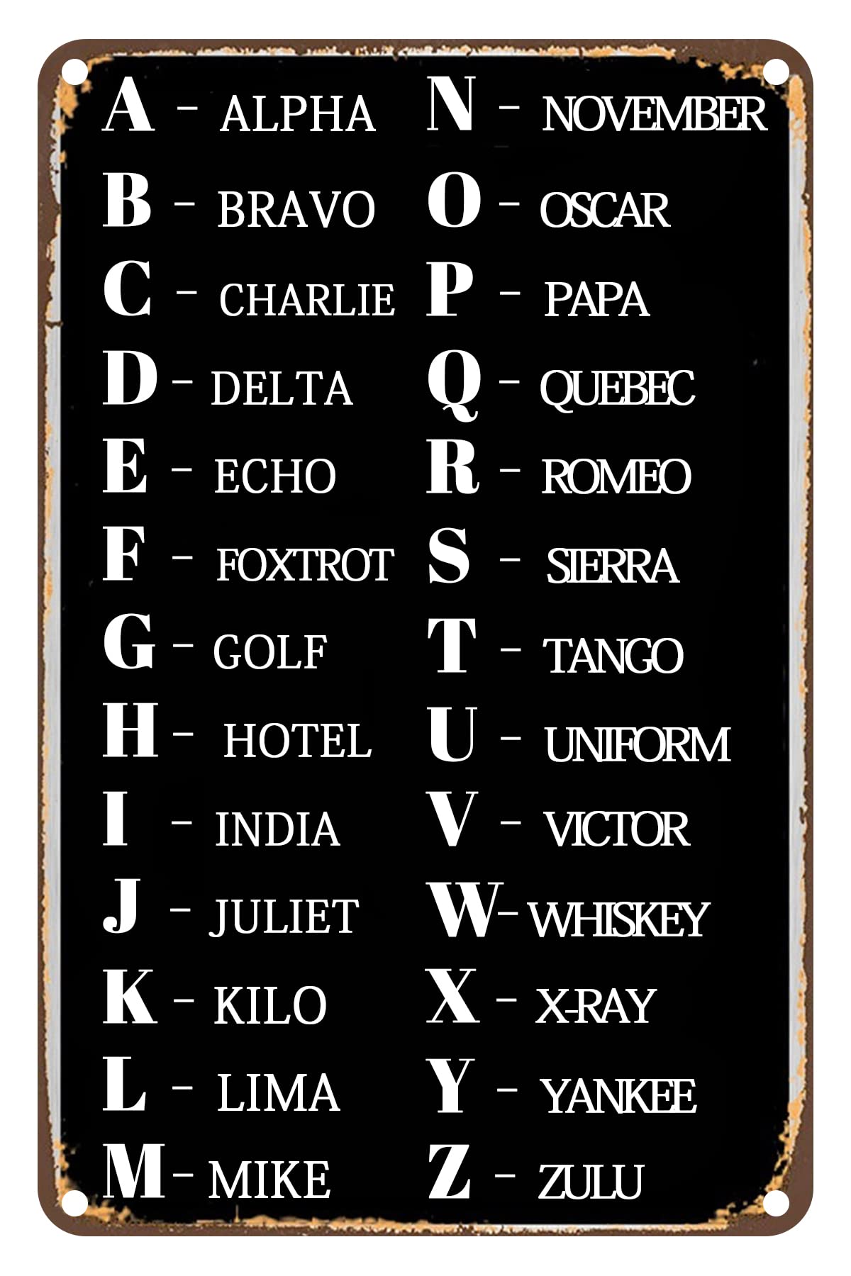 Metal Signs Wall Decor Phonetic Alphabet Poster Retro Classroom Education Classroom Office Studio Home Office Apartment Wall Decor Ready To Hang 5.5x8inch