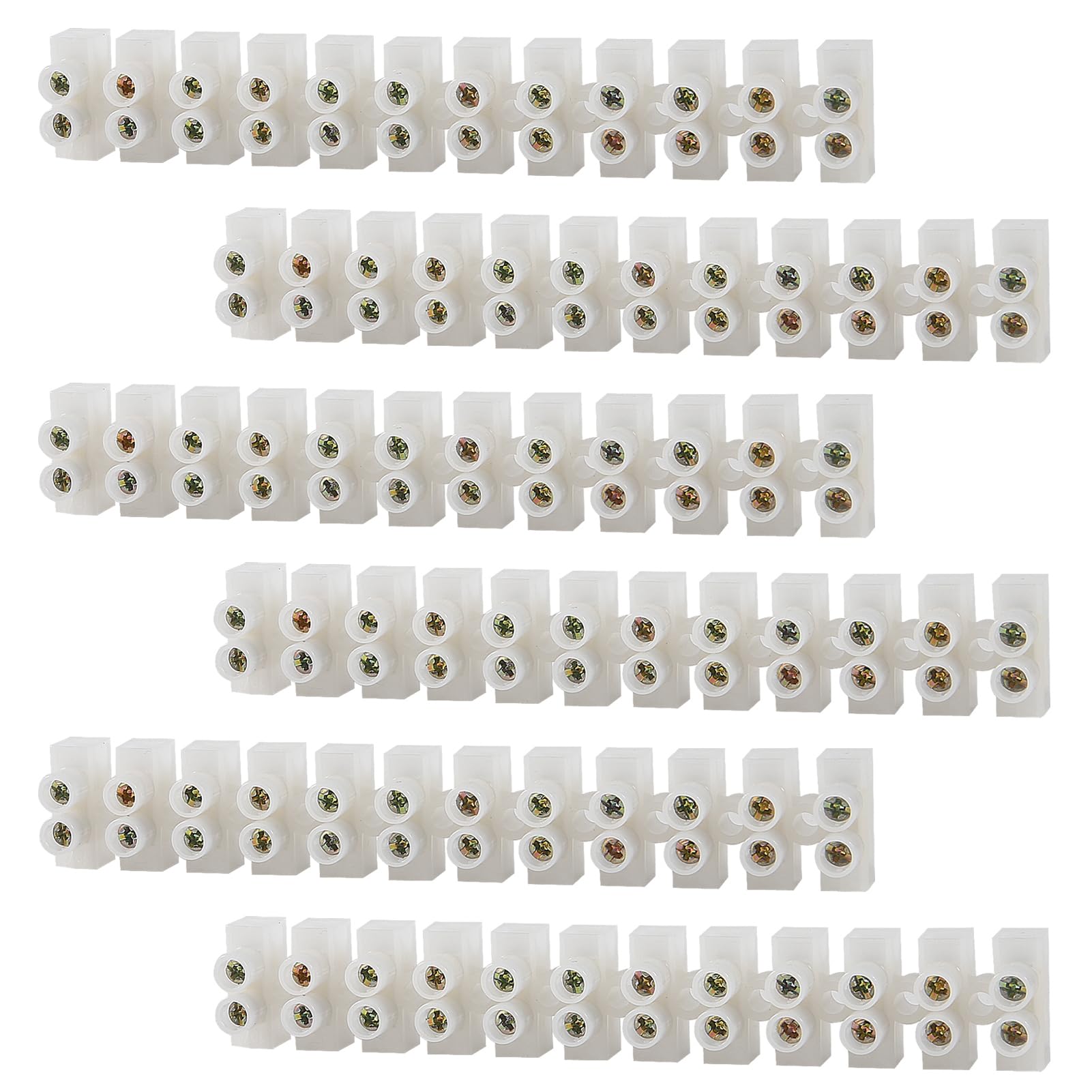 6Pack 3A Electrical Connector Blocks 12 Way Clear Barrier Block Strip Wire Connector terminal blocks Connecting for Wiring Cable Dual Row 12 Position