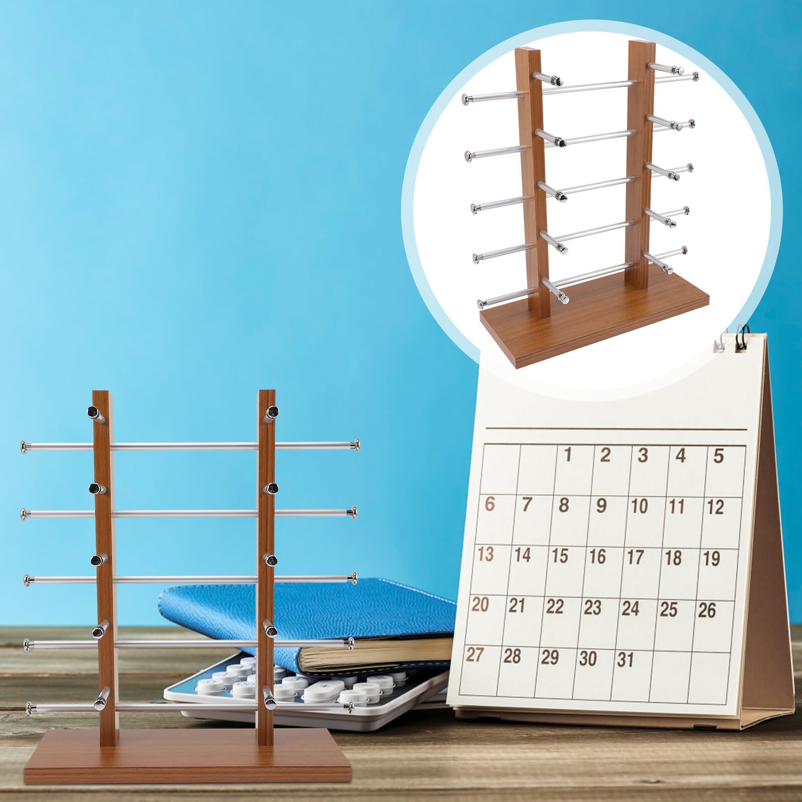 Espositore per Occhiali da Sole, Supporto Stabile in Truciolato, 10 Paia | Capienza Pratica, per Negozio o Casa, Atmosfera Estiva, Ordine su Banco e Scaffale