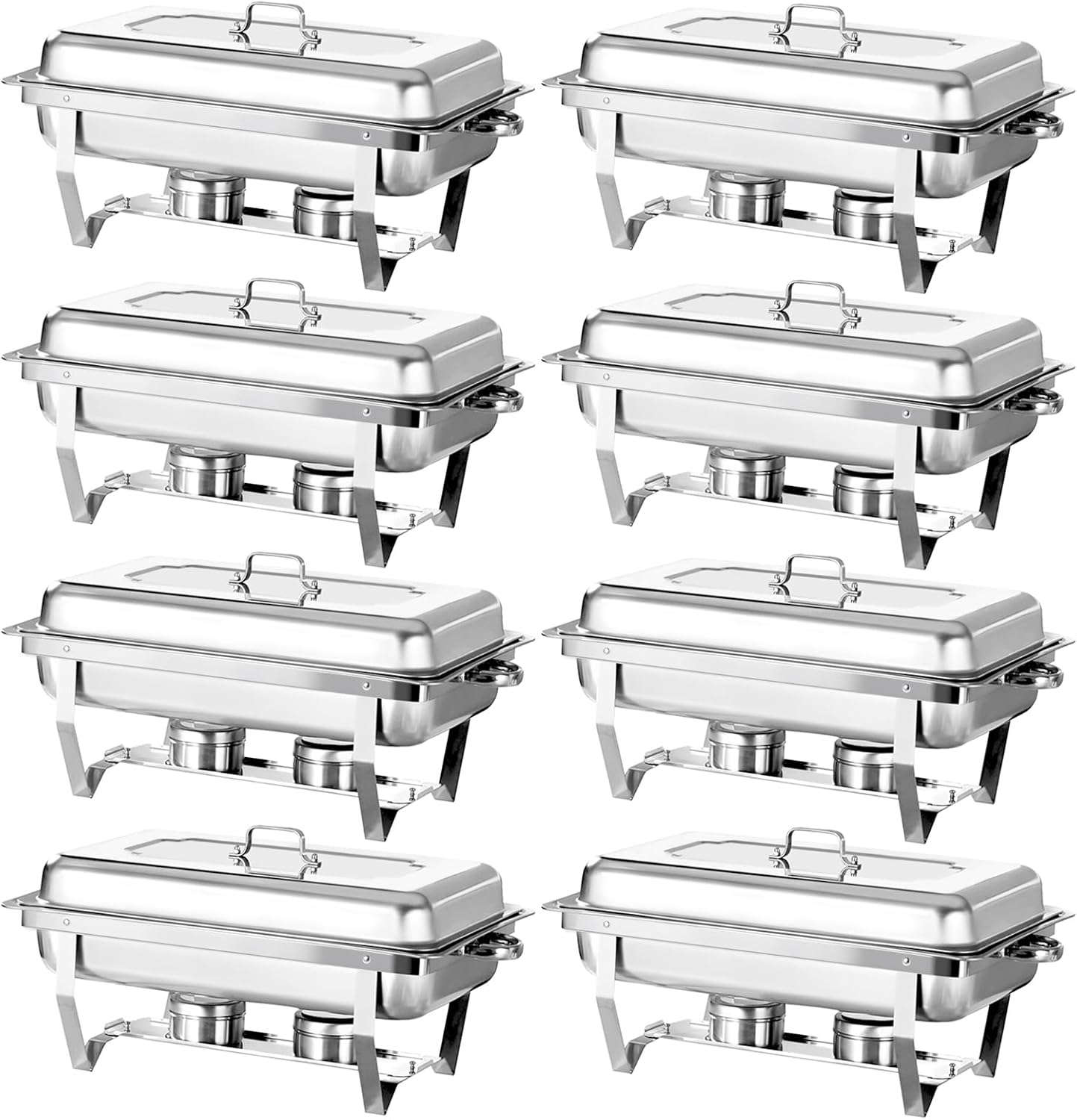 Chafing Dish Buffet Set 4 Pack 8QT Stainless Steel Food Warmer Chafer Complete Set with Water Pan, Chafing Fuel Holder for Party Catering