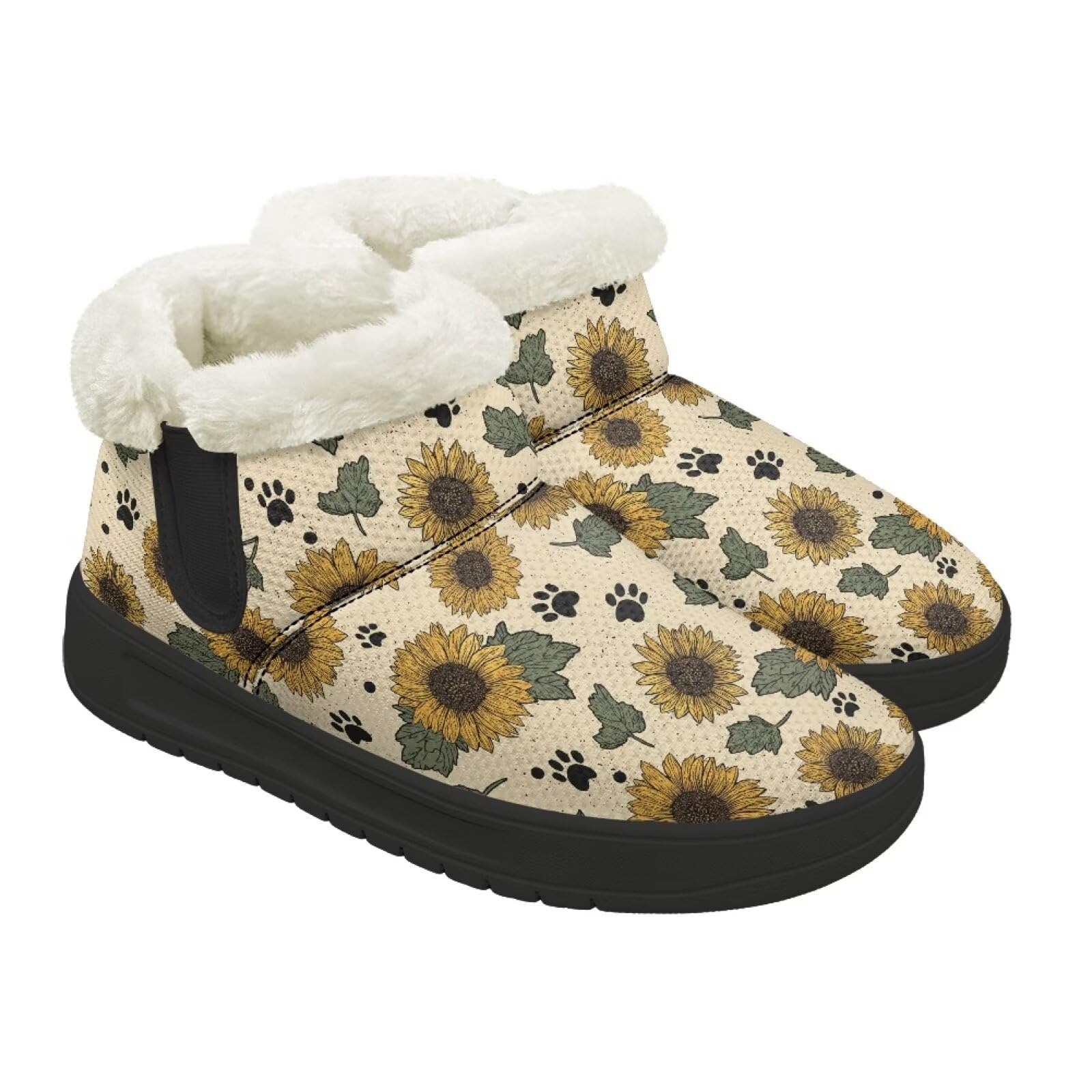 Womens Winter Snow Boots Fur Lined Ankle Booties Outdoor EVA Platform Anti-Slip Warm Boots for Cold Weather