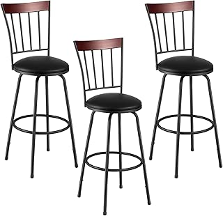 kealive Bar Stools Set of 3 Adjustable Height PU Leather Barstools Swivel Metal Counter Chair with High Back and Circular Footrest, Bistro Pub Breakfast Kitchen Chairs - coolthings.us