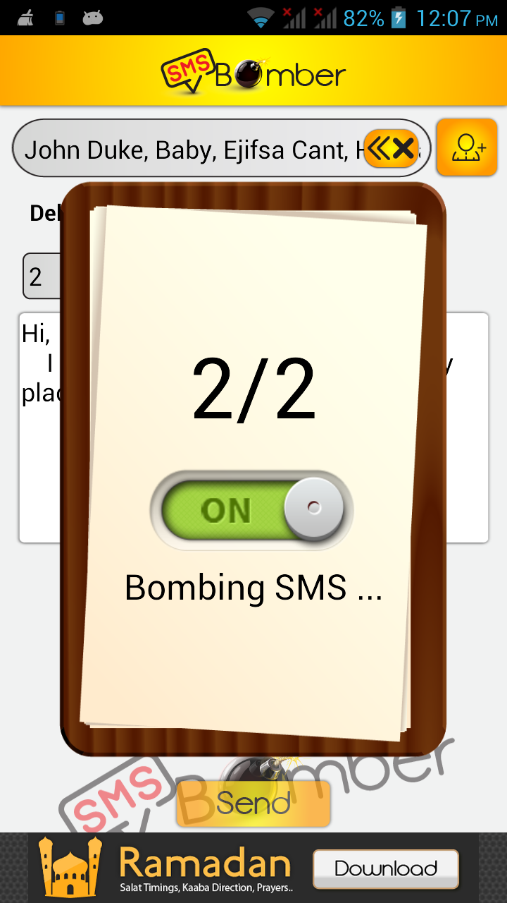 SMS Bomber App on Amazon Appstore