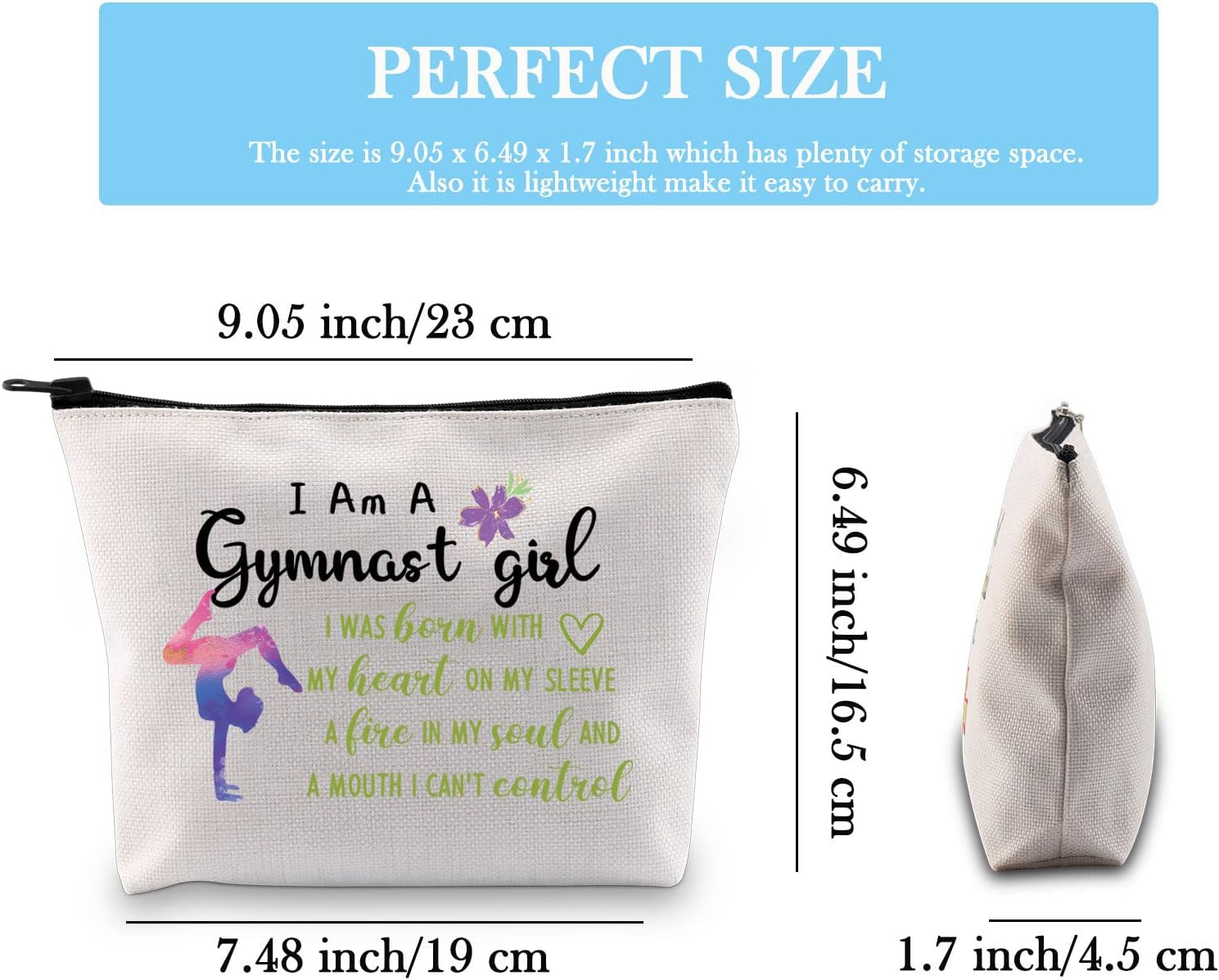 JTOUK Gymnast Cosmetic Bag I Am A Gymnast Girl Gymnastics Inspirational