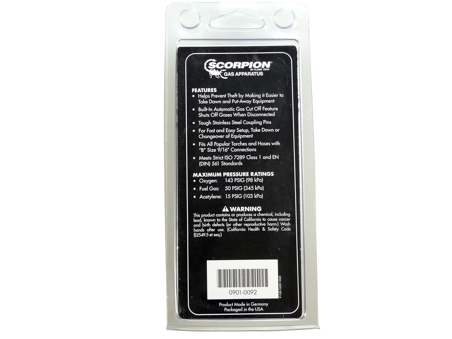 Flame Tech Quick Connector Set, Long-Lasting Stainless Steel Pin Connection, Torch-Type Quick Connector, Ideal Tool Kit for Oxy-Fuel, Size 9/16", Tested in the USA