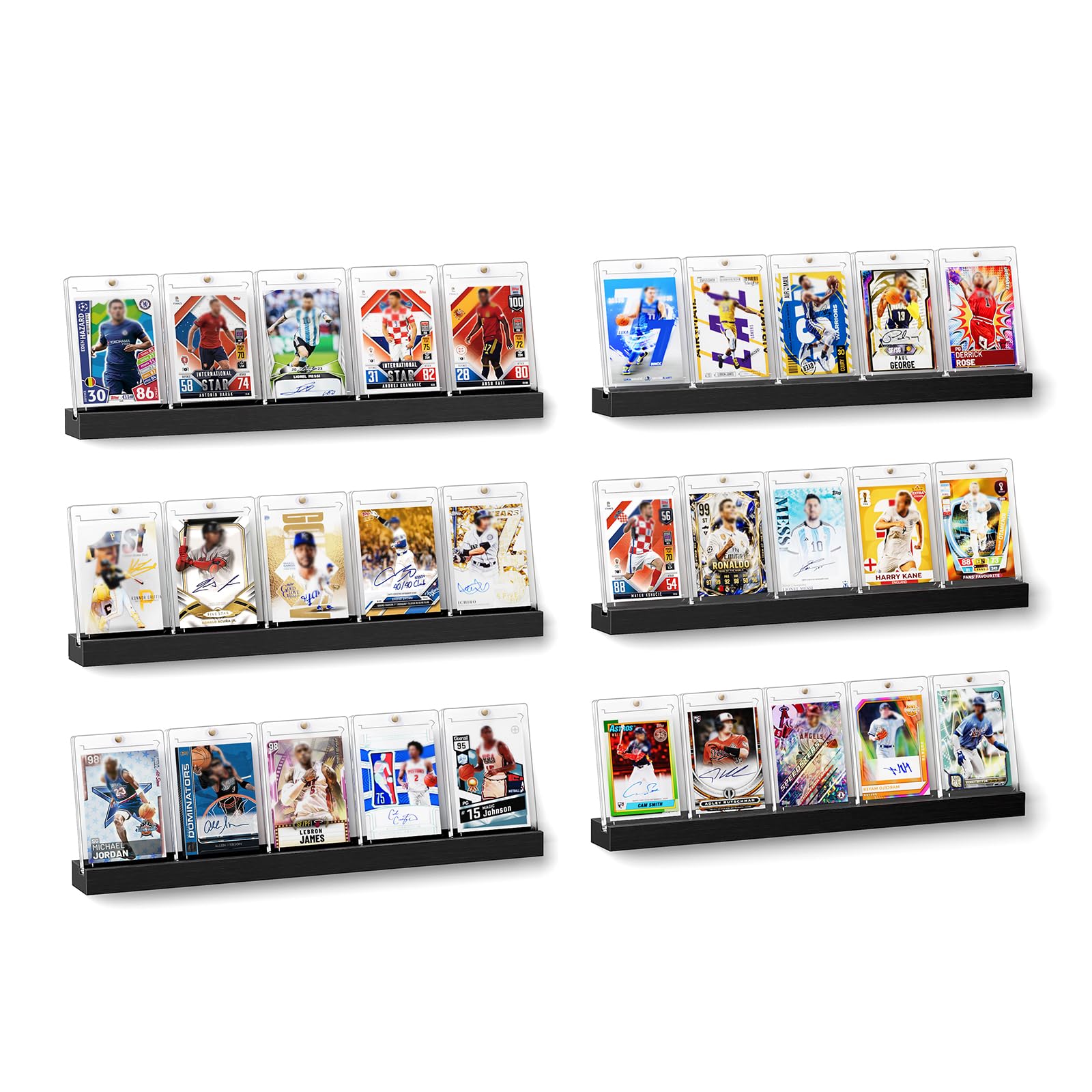 Lot de 6 présentoirs muraux pour cartes à collectionner pouvant contenir 30 cartes de sport