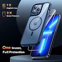 Vista 55 de TAURI Funda magnética 2 en 1 transparente para iPhone 14 Pro, compatible con Magsafe [no amarillenta] con protector de pantalla, protección de grado