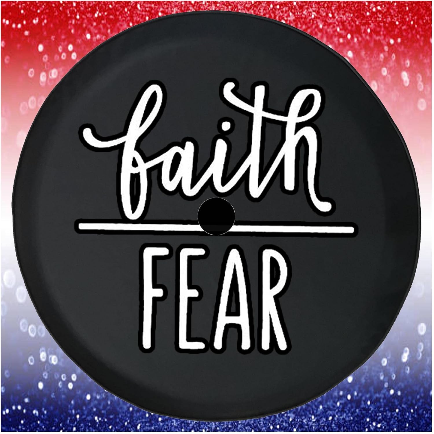 Spare Tire Cover Faith Over Fear Black Accessories for Trailers Trucks SUVs RV Campers 32-33 Inch