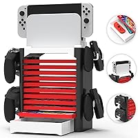 Vista 24 de Skywin Game Storage Tower and Controller Stand, Universal Game Holder & Console Stand with Left & Right Controllers, Game Disc Organizer