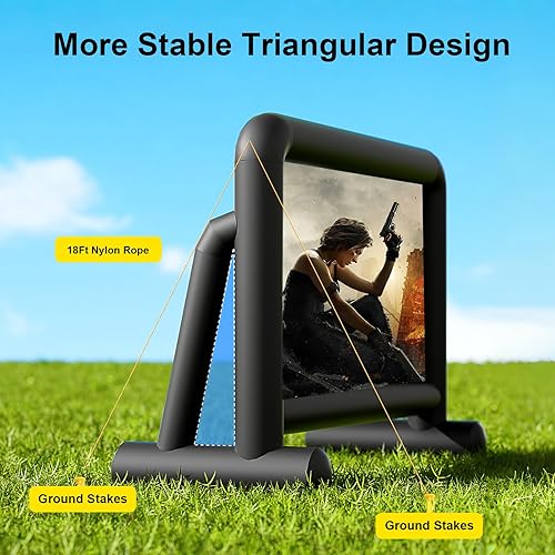 Miniatura 7 de Pantalla de proyector inflable gigante de 16 pies para exteriores con soplador integrado IP68, proyección frontaltrasera, Plug & Play, pantalla
