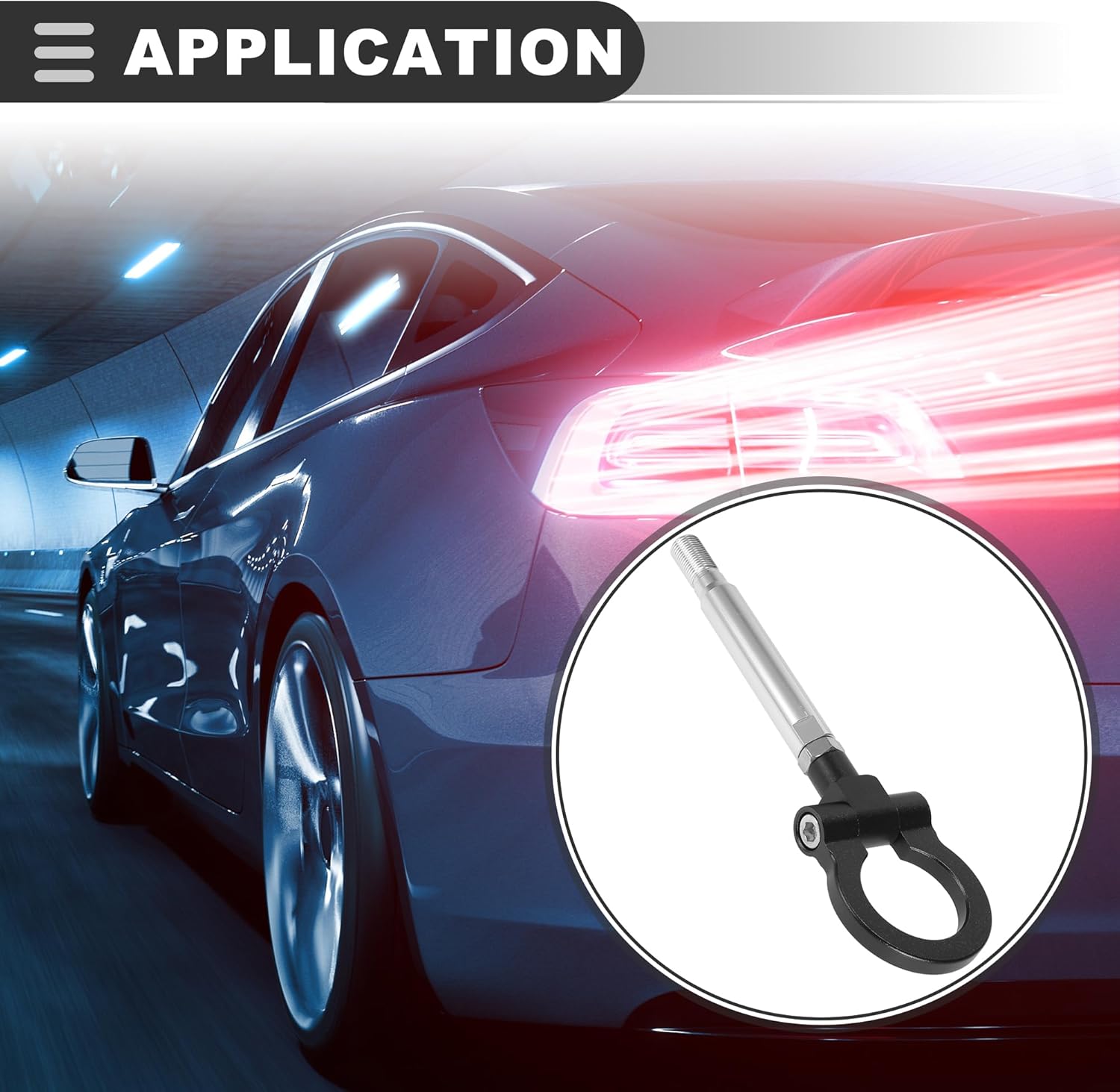 Motoforti Bumper Tow Hook, for Subaru Impreza 2012-2016, Aluminum Alloy, Black, 1 Pcs