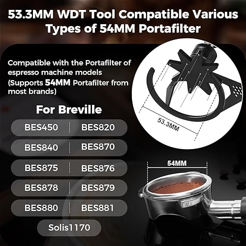 Miniatura 8 de IKAPE WDT Tools, herramienta de distribución de agitador de espresso para barista, 0.010 in, 6 agujas, agitador de café expreso con soporte y 6