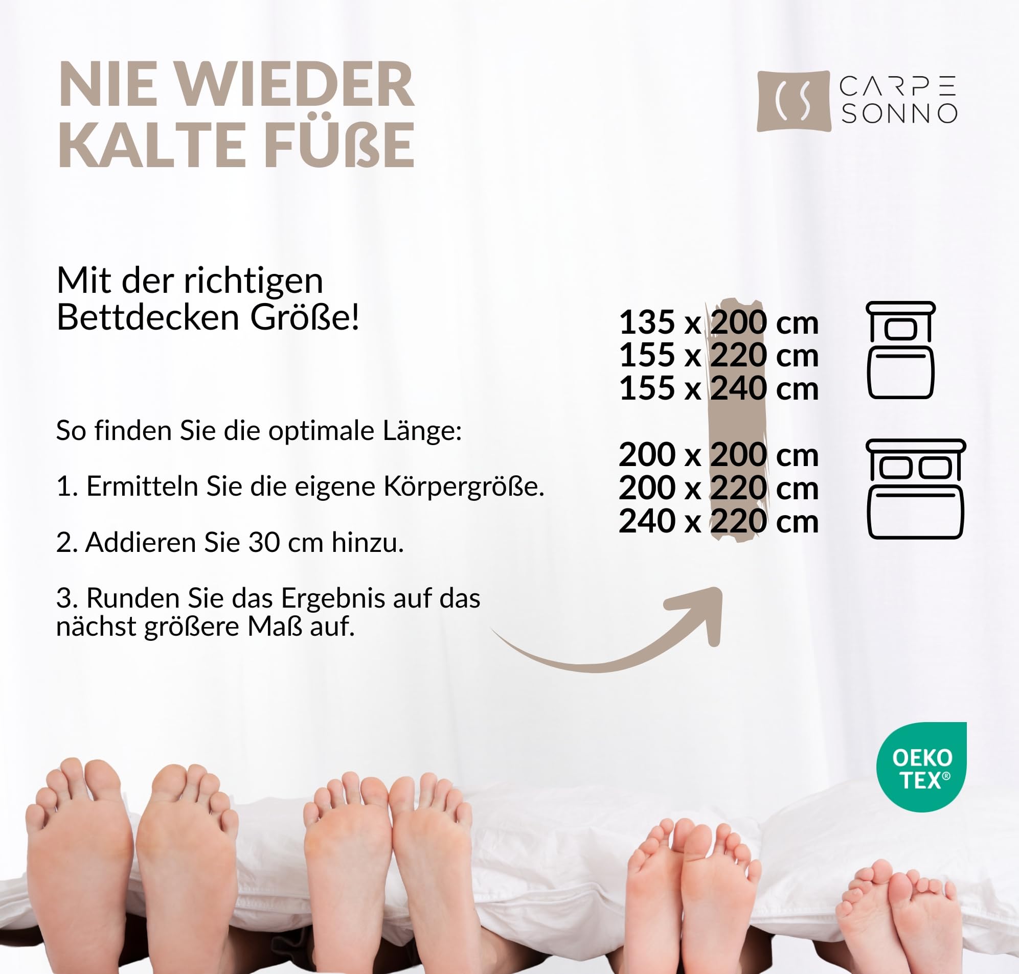 Carpe Sonno 4 Jahreszeiten Bettdecke 200x220cm [Made in Germany] 3-in-1 Bettdecke für Sommer & Winter | Atmungsaktive Winterdecke und Sommerdecke | Steppdecke 200x220 | Ganzjahresdecke