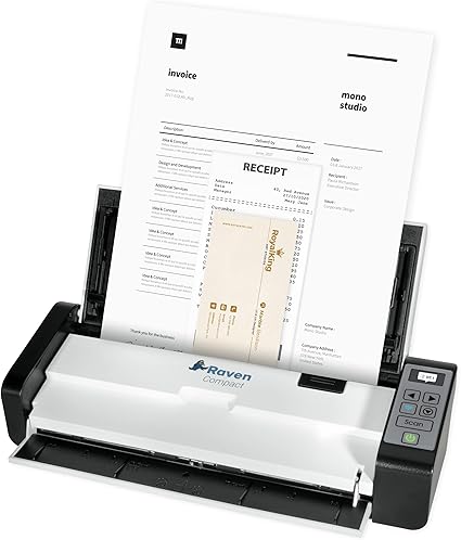 Raven Compact Document Scanner - Wireless Scanning to Mac or Windows PC, Fast Duplex Scan Speeds, Ideal for Home or Office, Includes Raven Desktop Software