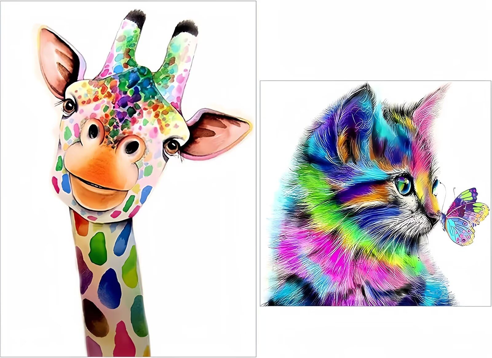 Tabeskly Women's B 2 Pack 5D Diamond Painting Kits For Adults Uk Cat Giraffe Jewel Ead Gem Crystal Crafts Creations Dimond Picture Art Kit Adults Full Drill Kids Girls Gift